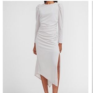 Express Velvet Ruched Asymmetrical Midi